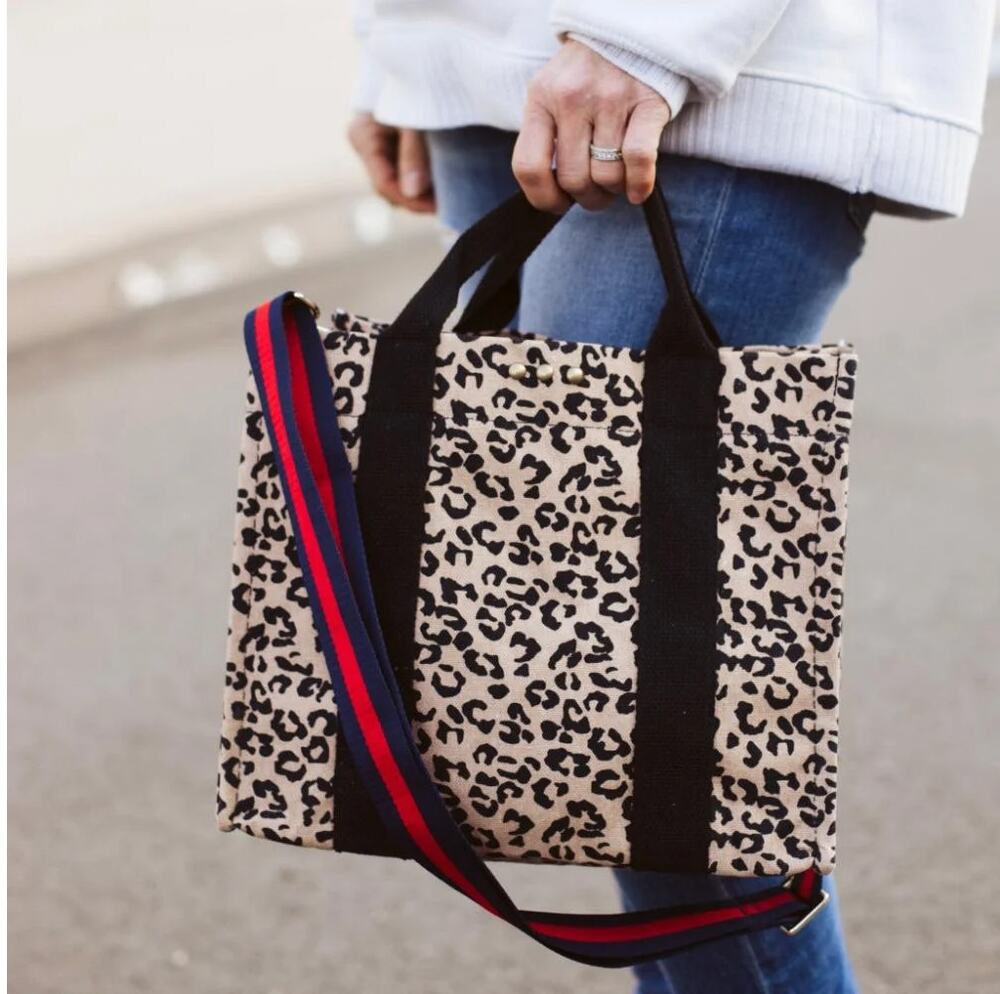 Leopard Canvas Crossbody Tote